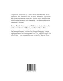 Text beschreibt Gedichte über Landschaft und Menschen, mit Themen wie Herkunft, Zeit und Verlust. EAN-Code unten.