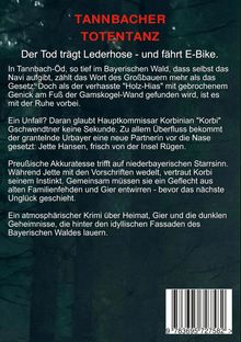 "TANNBACHER TOTENTANZ" ist ein Krimi im Bayerischen Wald über Mord, Heimat und Geheimnisse. Hintergrund: dunkle Waldszene.