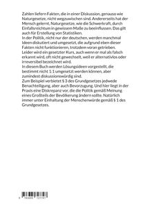 Text über Politik, Naturgesetze und Grundgesetz §3: Vorschläge, die Diskussion wert sind. Enthält einen Barcode unten.