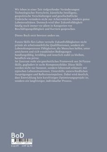 Text über Zukunftsfähigkeiten, gesellschaftliche Umbrüche und ein Framework aus 24 Future Skills. Unten: BoD-Logo.