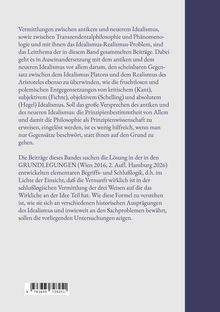 Text erläutert die Vermittlung zwischen Idealismus und Realismus; behandelt Kant, Fichte, Schelling, Hegel. Links Text, rechts lila Streifen.