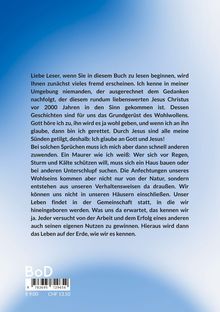 Text an Leser über Jesus und Glauben, Reflexion über Gemeinschaft und Wohlbefinden; blauer Hintergrund, Logo unten.