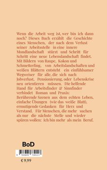 Text beschreibt ein Buch über Neuanfänge nach Jobverlust mit Bildern und Übungen. Unten ist ein Logo und ein Preis.