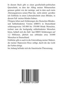 Text beschreibt gesellschaftspolitischen Querschnitt, blindes Kind, Statistiken zur Blindheit in Deutschland, Entwicklung der Malerei; Barcode darunter.