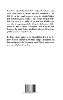 Ein Text beschreibt die leidenschaftliche Romanze zwischen Noam und Ellin, inspiriert von Goethe und von Stein. Darunter ein Barcode.