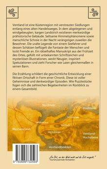 Text über Küstenregion Ventland und dessen Legenden. Darunter eine gelb-bräunliche Karte mit Ortsnamen wie "Nordmeer".