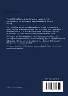 Text über strategische Argumente für Rechnungslebenszyklus-Management. Dunkler Hintergrund, ISBN unten rechts.