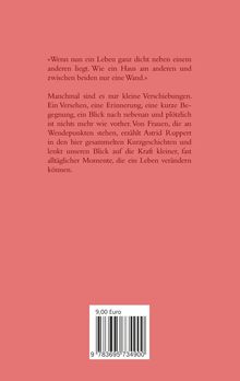 Auf rotem Hintergrund steht: "Wenn nun ein Leben ganz dicht neben einem anderen liegt..." und weiter über Momente im Leben. Unten ist ein Preis von 9,00 Euro und ein Barcode.