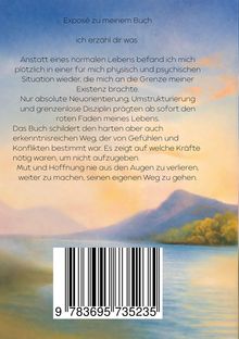 Exposé zu meinem Buch. Ein persönlicher, emotionaler Weg voller Umbrüche. Barcode unten. Hintergrund: Landschaftsgemälde.