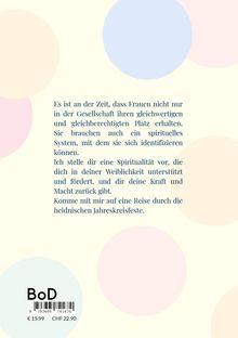 Text über die Bedeutung von Gleichberechtigung und Spiritualität für Frauen, begleitet von farbigen Kreisen.