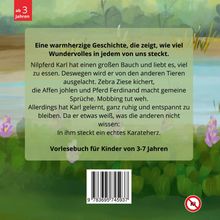 Texte: Ab 3 Jahren. Eine warmherzige Geschichte, die zeigt, wie viel Wunderbares in jedem von uns steckt. Vorlesebuch für Kinder von 3-7 Jahren. Illustration: Bunte Landschaft mit Blumen und Wasser. Barcode und Symbol an der Unterseite.