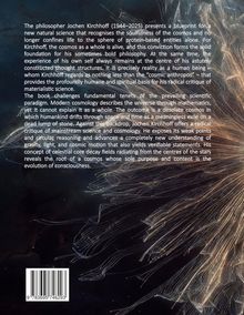 Text über Philosophie von Jochen Kirchhoff, seine Ansichten zum Kosmos und kritische Analyse der modernen Wissenschaft. Hintergrund mit abstrakten Linien.