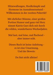 Ein orangefarbener Hintergrund mit Schwarzem Text über Wechseljahre und ISBN-Barcode unten rechts.