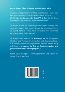 Titel über Anleitungen für ChatGPT. Einsteiger ab 50. Autor: Klaus Bissinger. Hintergrund in Blau mit Barcode unten.