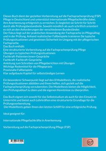 Ein Buch zur Vorbereitung auf die Fachsprachenprüfung Pflege in Deutschland. Es bietet Modelltests und praxisnahe Übungen. Logo unten rechts.