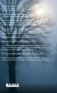 Text über Gedächtnisverlust und Wahrheit. Hintergrund zeigt verschwommene, kahle Bäume und die Sonne, die durch Wolken scheint.