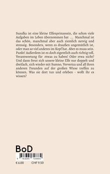 Text über Susulka, die Elfenprinzessin. Barcode unten, Preise € 6,00 und CHF 9,50. BoD-Logo daneben. Beige Hintergrund.
