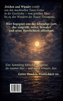 Text über Gottes Taten und Wunder. Nachtlandschaft mit Vollmond über dem Meer. Reflektionen im Wasser.