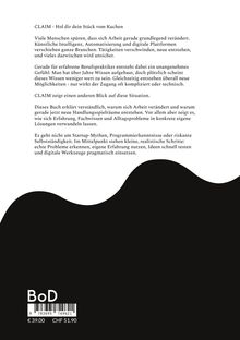 Texte: „CLAIM - Hol dir dein Stück vom Kuchen“, beschreibt den Wandel der Arbeitswelt. Unten ein schwarzer Bereich mit Preisangabe.