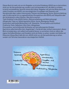 Text: Einladung, ADHS neu zu betrachten. Tiefe Einblicke, Selbstregulation, kulturelle Perspektiven, positive Sichtweise.

Illustration: Gezeichnetes Gehirn mit Begriffen wie Dopamin, Kreativität, Impulsivität.