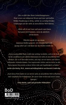 Texte beschreiben eine spirituelle Reise in Afrika, die indigene Weisheit umfasst. Sterne erhellen den Himmel über einer Wüstenlandschaft.