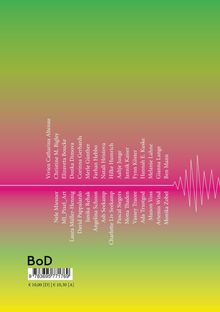 Namen in einer vertikalen Linie und Barcode. Hintergrund in Grün-zu-Rosa-Gradient. "BoD" in der linken Ecke.