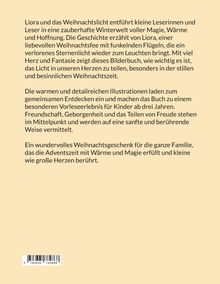 Text beschreibt eine Weihnachtsgeschichte über Liora, eine Fee, die Sternenlicht bringt; Buch für Kinder ab drei Jahren.