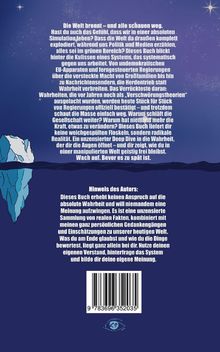 Ein Text beschreibt systematische Täuschung durch Regierungen und Medien. Illustration: Ein Eisberg auf blauem Hintergrund.