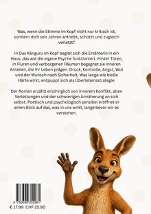 Texte beschreiben ein Buch über psychische Konflikte und innere Prozesse. Rechts unten: ein lächelndes Känguru.