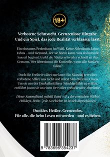 "18+. Verbotene Sehnsucht. Grenzenlose Hingabe. Und ein Spiel, das jede Realität verblassen lässt." Hintergrund in Türkis.