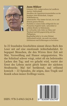 Rechte Seite Text über Jann Bikker, seine Herkunft und Lebensmotto; links ein Porträtfoto eines Mannes mit Brille.