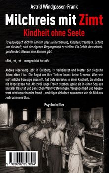 „Milchreis mit Zimt: Kindheit ohne Seele“ von Astrid Windgassen-Frank. Psychothriller. Zeichnung: Kinder in einem Waschraum.