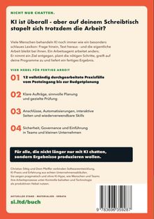 „KI ist überall – aber auf deinem Schreibtisch stapelt sich trotzdem die Arbeit?“
Farben: Orange, Creme, Grün.