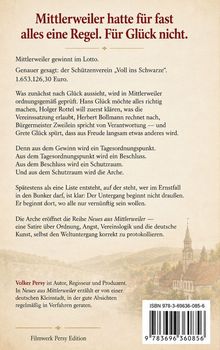 "Mittlerweile hatte für fast alles eine Regel. Für Glück nicht." Ein Buchrückentext über Lottogewinn und Folgen. Unten: Dorfmalerei.