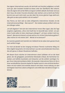 Texte über Unternehmensnachfolge und persönliche Herausforderungen. QR-Code und URL: schneidertim.info. Hintergrund geometrisches Muster.