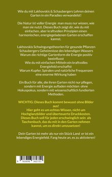 Ein Buch erklärt, wie du mit Lakhovskis und Schaubergers Lehren deinen Garten in ein Paradies verwandelst. Kein Bild enthalten.