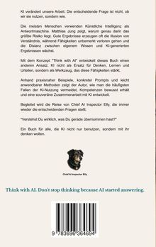 Texte über KI und ihre Nutzung, ein Hund mit dem Titel "Chief AI Inspector Elly", ein Barcode.