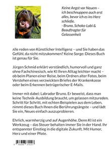 Text: "Keine Angst vor Neuem – ich beschnuppere auch erst alles, bevor ich es ins Herz schließe. - Bruno, Schoko-Labi ..." Bild: Ein fröhlicher Labrador mit braunem Fell und oranger Halsband auf grüner Wiese.