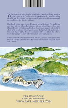 Warnhinweis über historische Studie der Inseln in den Kleinen Antillen. Darunter Aquarell einer Küstenlandschaft.
