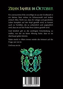 Titel: "Zehn Jahre im Oktober". Illustration: Ein Engel mit Flügeln über zwei stilisierten Figuren, die sich die Hände halten.