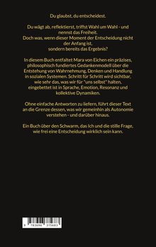 Ein Text über Entscheidungsfreiheit und Wahrnehmung, geschrieben von Mara von Eichen, gefolgt von einem Strichcode unten.