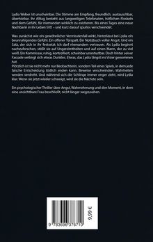 Lydia Weber ist unscheinbar. Neue Nachbarin verschwindet. Ein psychologischer Thriller über Angst und Wahrnehmung. Preis: 9,99 €.