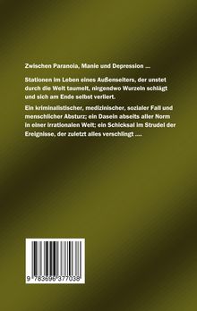 Text beschreibt einen Außenseiter zwischen Paranoia, Manie, Depression. ISBN unten auf grünlichem Hintergrund.
