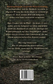 Text über Wildnispädagogik und kulturelle Reflexionen. Der Hintergrund zeigt einen bewaldeten Weg mit Laub.