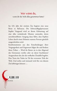 "Wer wärst du, wenn dir die Welt alles genommen hätte?" Text folgt über eine Reise, Mission und Schicksal. Links: rotes Logo.