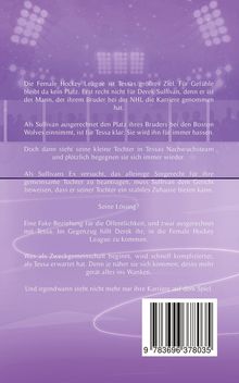Violetter Hintergrund mit Lichtern. Im Text geht es um Tessa, Hockey, eine Fake-Beziehung und persönliche Konflikte. Barcode unten.