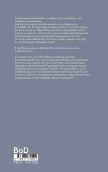 Texte beschreiben psychologische Hindernisse zwischen Entscheidung und Umsetzung. BoD-Logo, Preisangabe unten.
