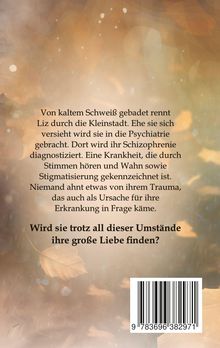 Text über Liz, die wegen Schizophrenie in die Psychiatrie kommt und die Frage, ob sie Liebe findet. Herbstlicher Hintergrund.