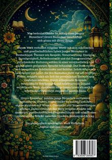 Texte beschreiben ein Werk über Glauben im Alltag junger Menschen. Die Illustration zeigt eine nächtliche Szene mit Mond, Blumen und Wasser.