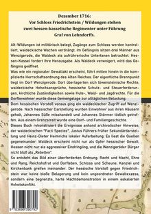 Dezember 1716: Vor Schloss Friedrichstein stehen zwei hessen-kasselische Regimenter. Text beschreibt historischen Konflikt.